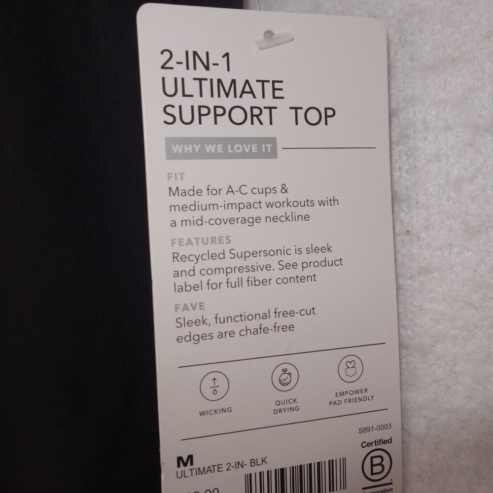 Athleta Women's Medium Tank Top 2-In-1 Ultimate Support Sleeveless Black NEW - Picture 4 of 8
